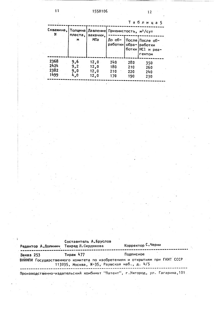 Способ изменения проницаемости нефтяного пласта (патент 1550106)