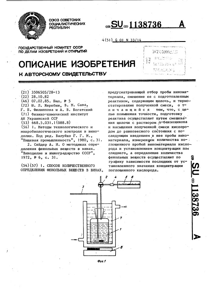 Способ количественного определения фенольных веществ в винах (патент 1138736)