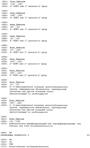 Молекулы химически модифицированной короткой интерферирующей нуклеиновой кислоты, которые опосредуют интерференцию рнк (патент 2418068)