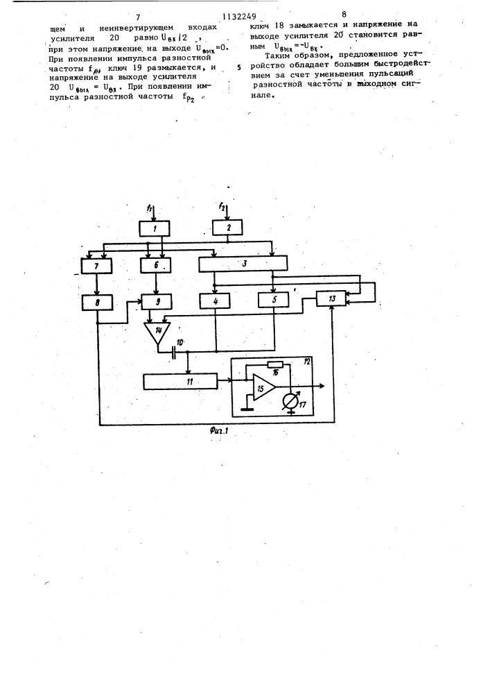 Устройство для измерения разности частот (патент 1132249)
