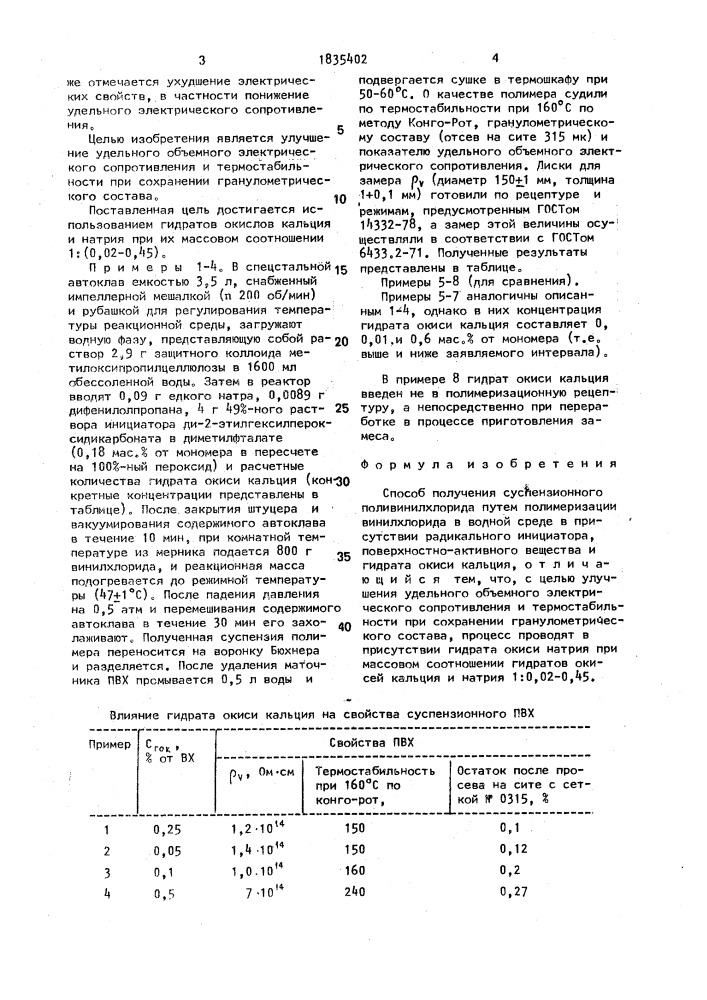 Способ получения суспензионного поливинилхлорида (патент 1835402)