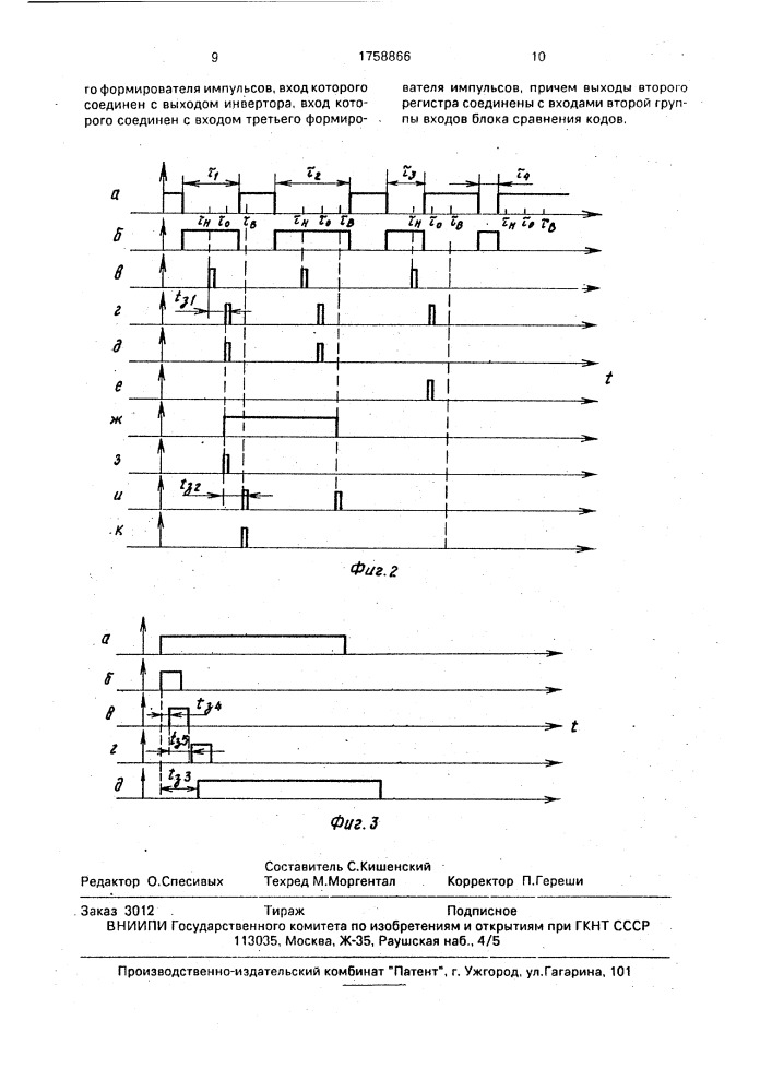 Селектор импульсов по длительности (патент 1758866)