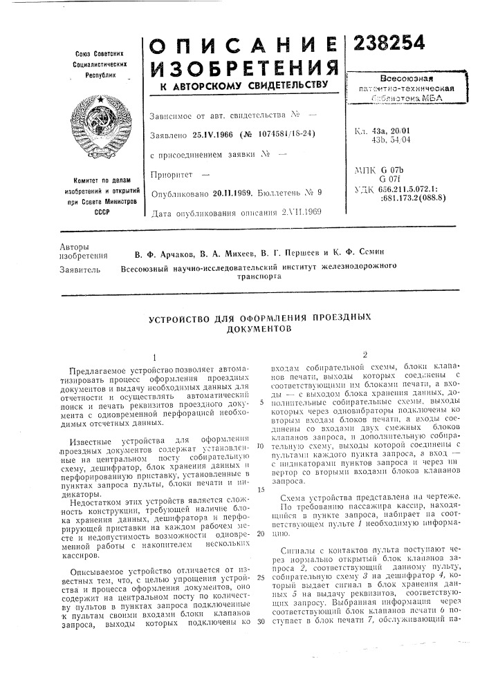 Ления документов (патент 238254)