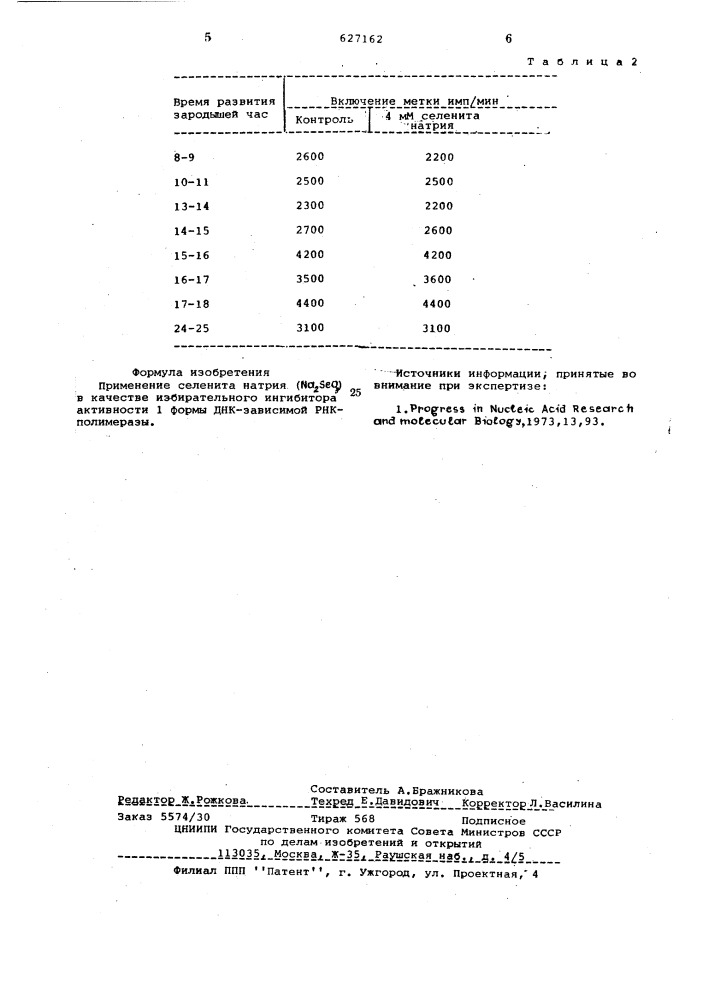 Ингибитор активности фермента (патент 627162)