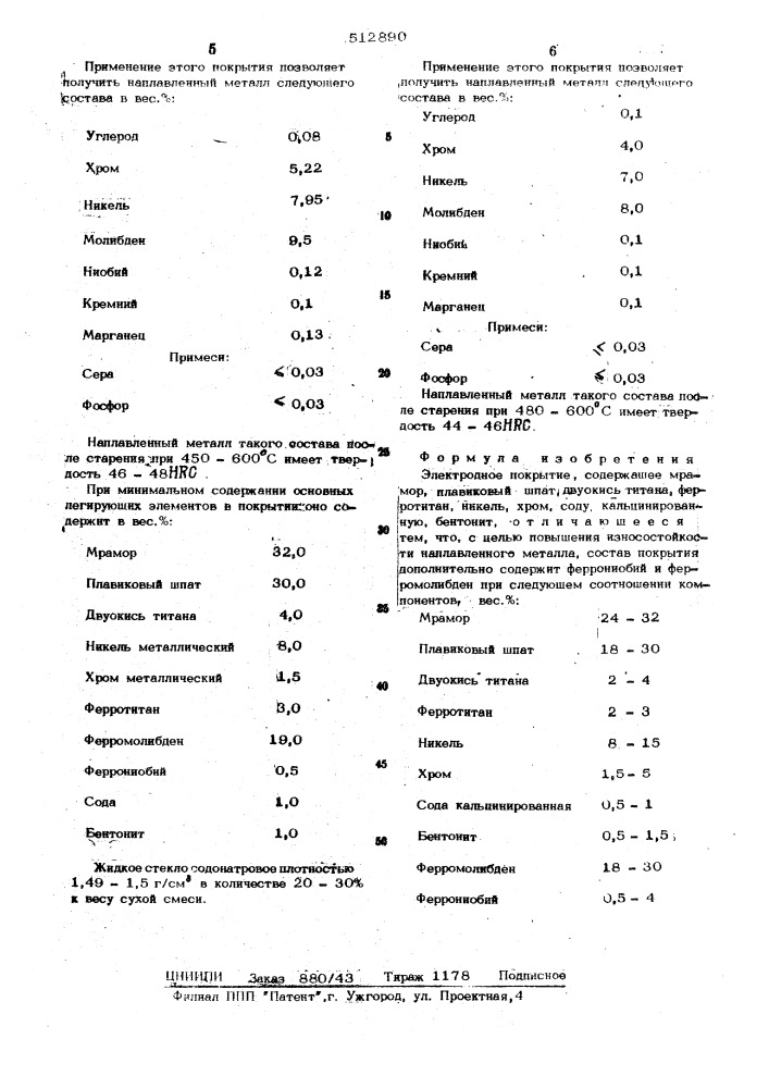 Электродное покрытие (патент 512890)