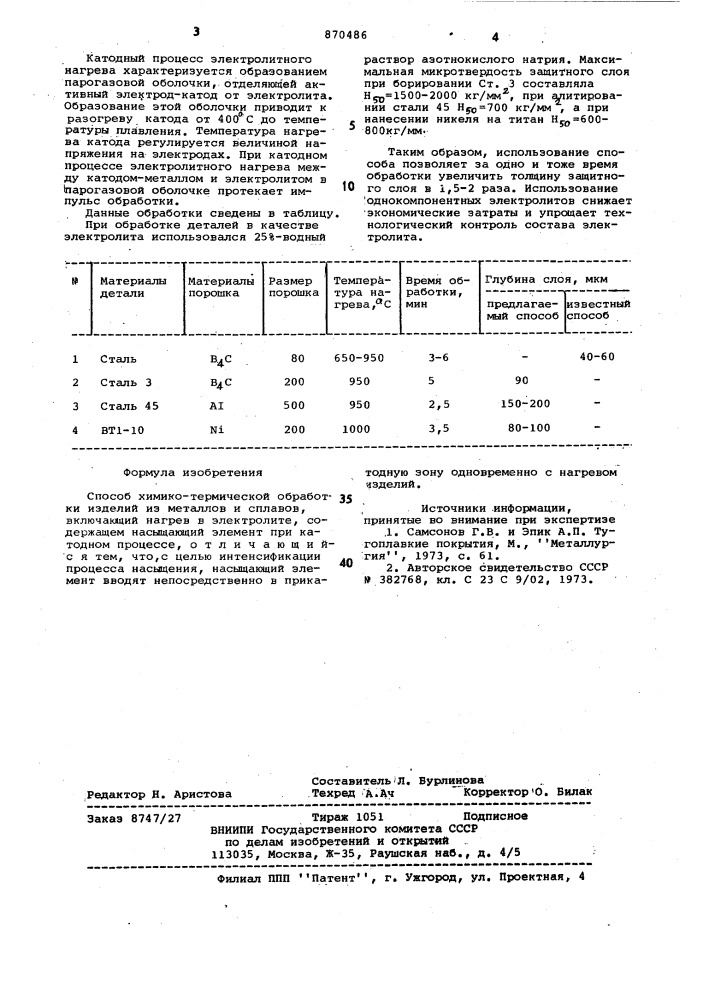 Способ химико-термической обработки изделий из металлов и сплавов (патент 870486)