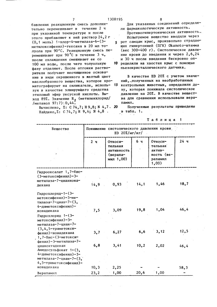 Способ получения производных омега-циано-1,омега- дифенилазаалканов или их оксалатов,гидрохлоридов, амидосульфонатов (патент 1308195)