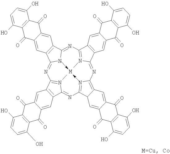 Тетра-(5-ацетиламино-7-гептилокси)антрахинонопорфиразины меди и кобальта (патент 2404986)