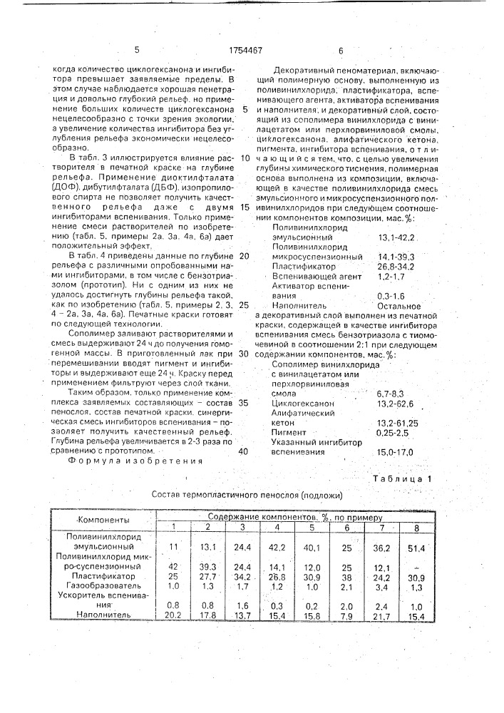 Декоративный пеноматериал (патент 1754467)