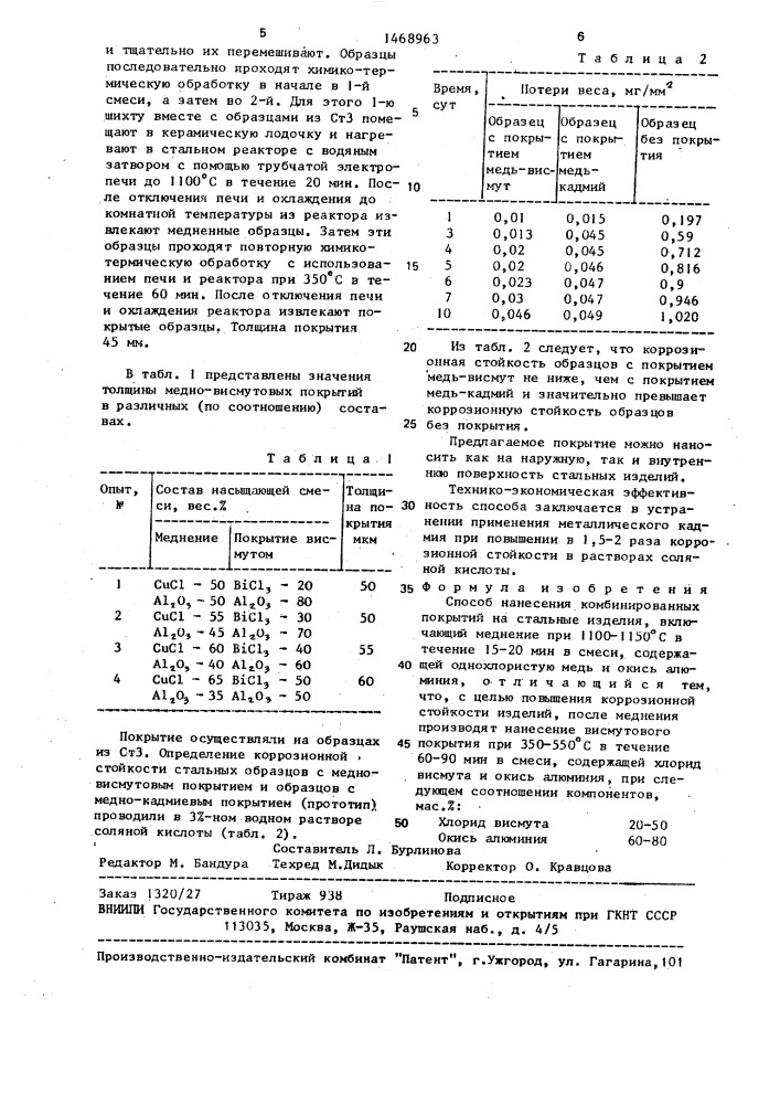 Способ нанесения комбинированных покрытий на стальные изделия (патент 1468963)