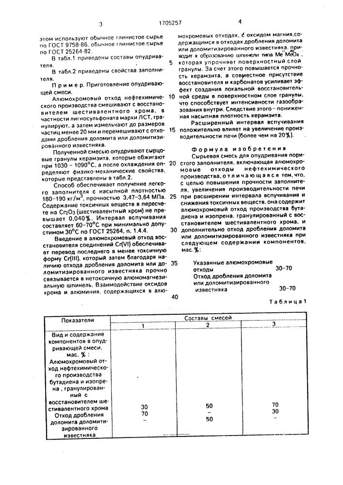 Сырьевая смесь для опудривания пористого заполнителя (патент 1705257)