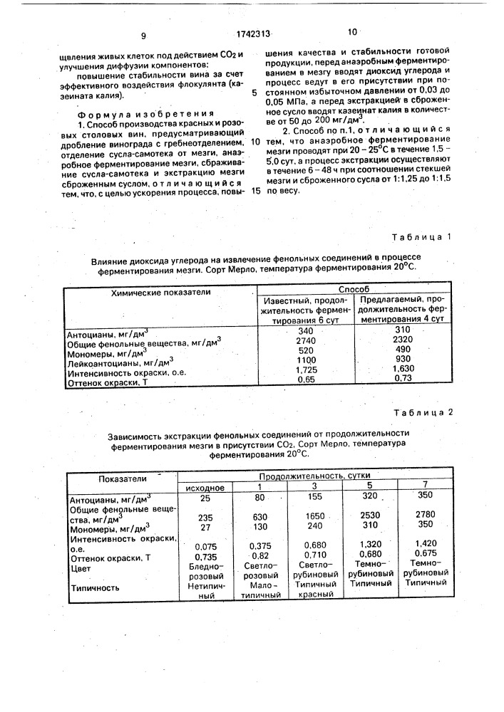 Способ производства красных и розовых столовых вин (патент 1742313)