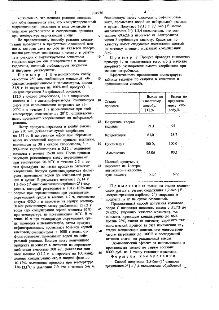 Способ получения 2,5-бис-(1 -аминоантрахинонил-2 )-1,3,4- оксадиазола (патент 704970)