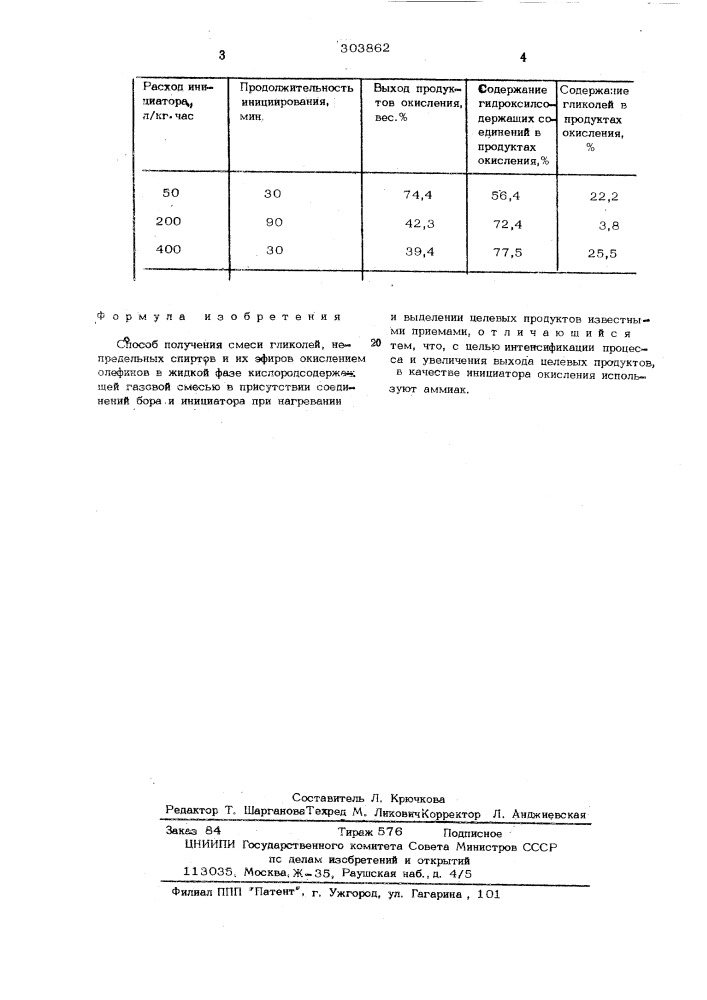 Способ получения смеси гликолей, непредельных спиртов и их эфиров (патент 303862)