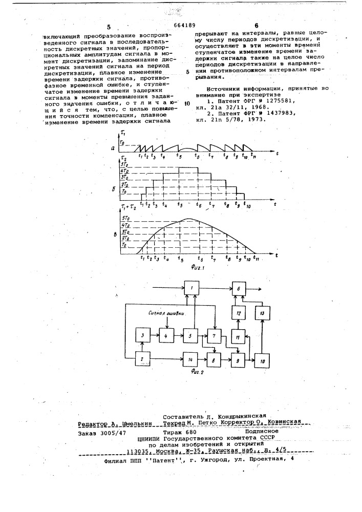 Способ компенсации временных искажений широкополосного сигнала (патент 664189)