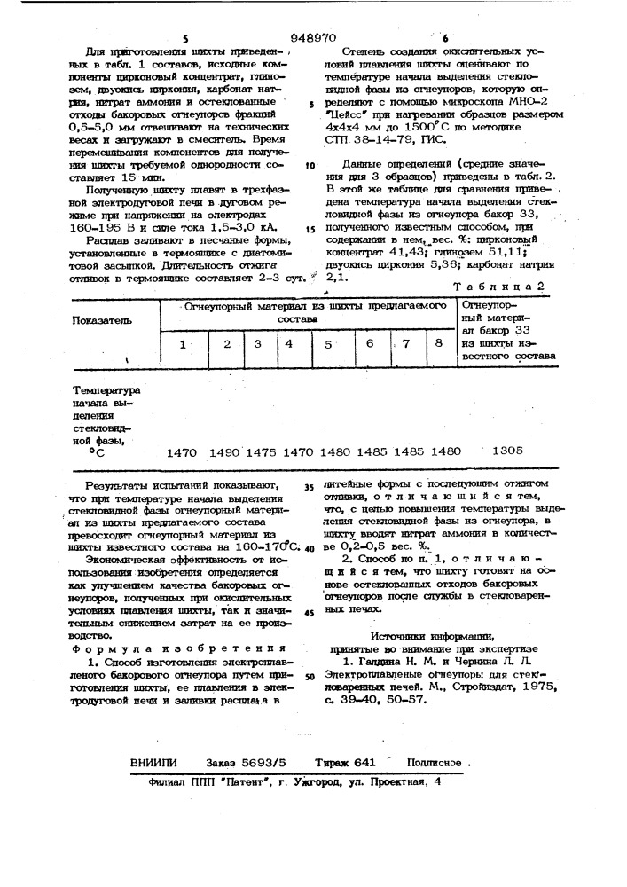 Способ изготовления электроплавленого бакорового огнеупора (патент 948970)