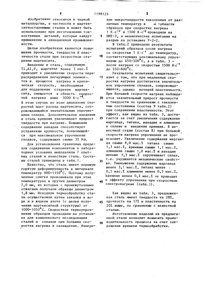Мартенситностареющая сталь (патент 1198129)