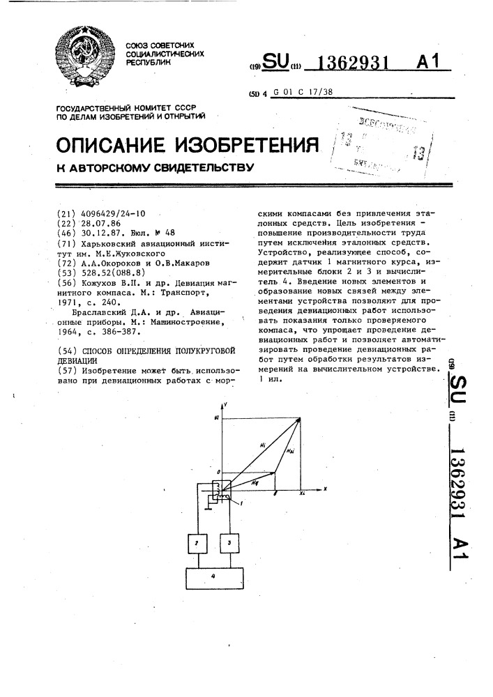 Способ определения полукруговой девиации (патент 1362931)