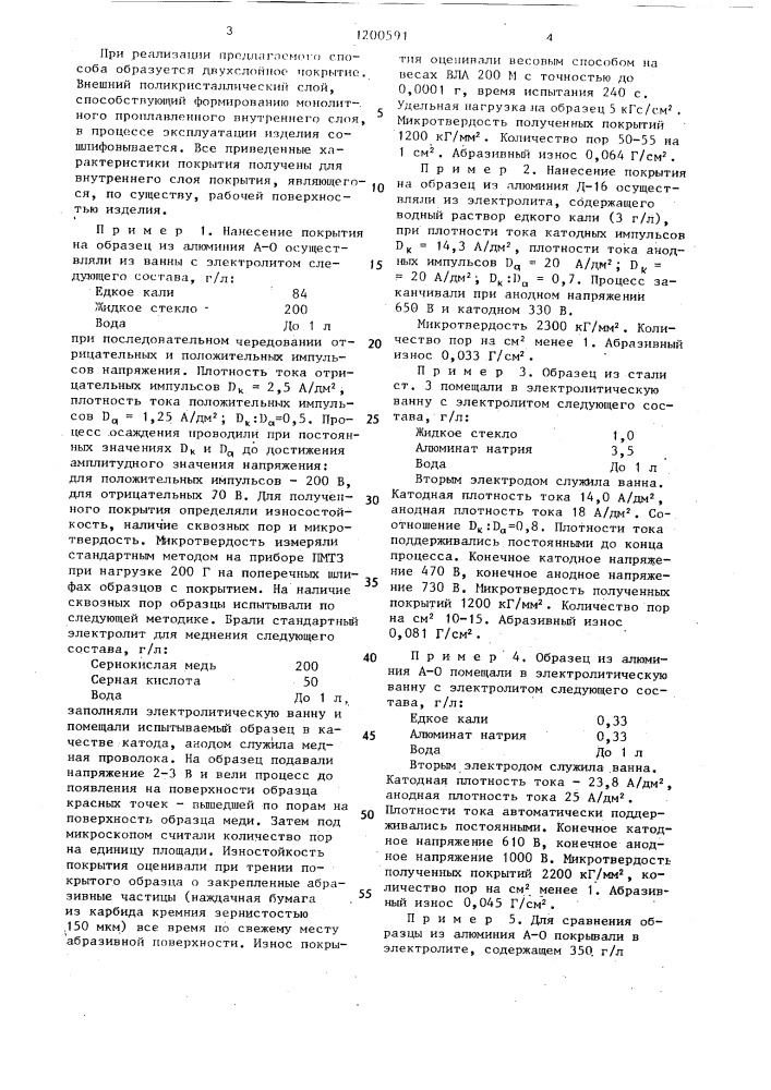 Способ нанесения покрытий на металлы и сплавы (патент 1200591)