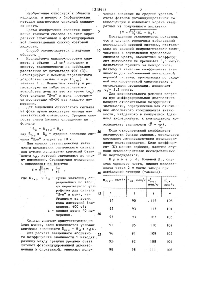 Способ диагностики экстрамедулярных опухолей спинного мозга (патент 1318913)