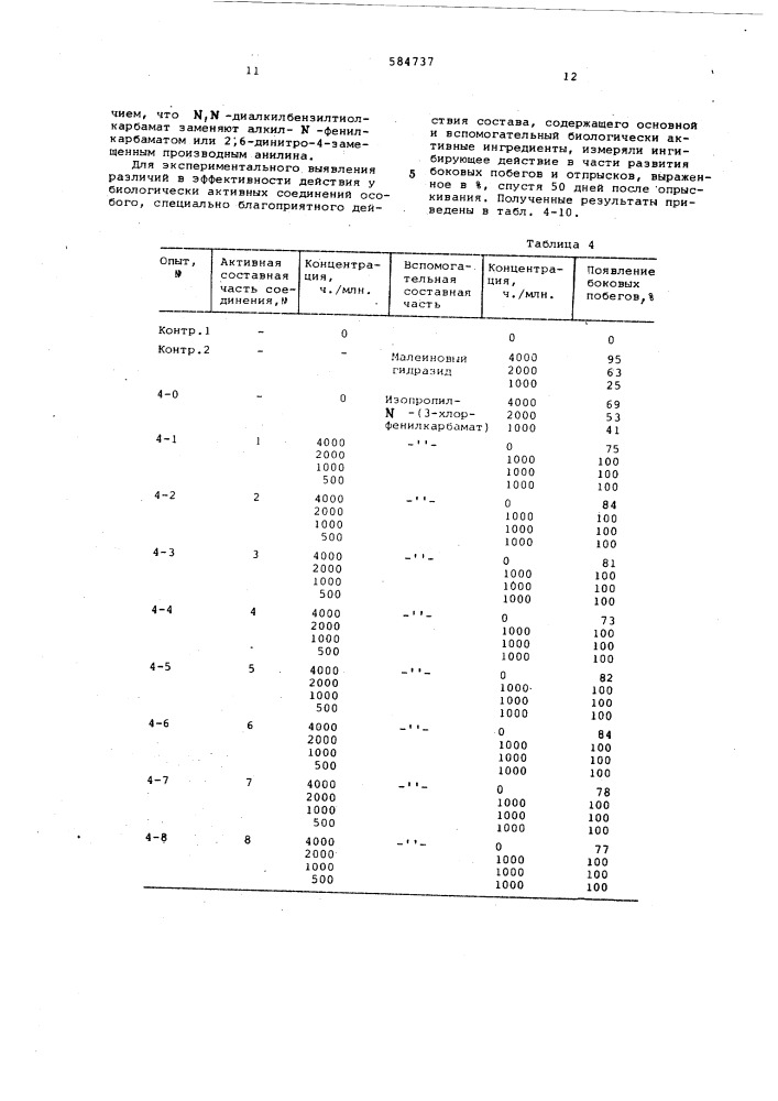 Состав для ингибирования роста блоковых побегов табака (патент 584737)