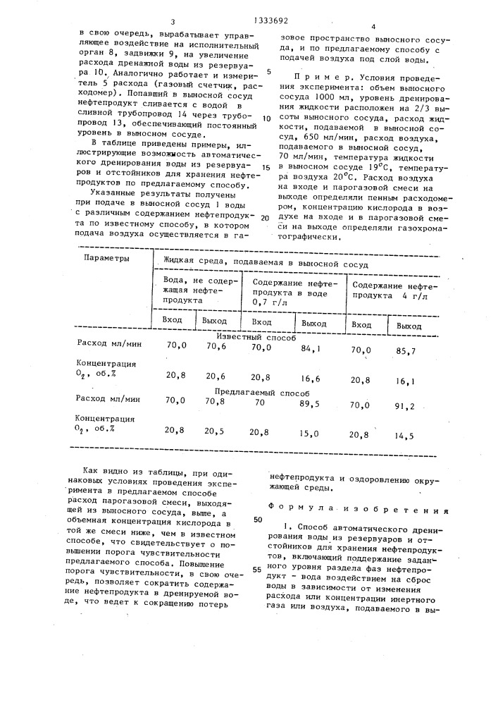 Способ автоматического дренирования воды из резервуаров и отстойников для хранения нефтепродуктов (патент 1333692)