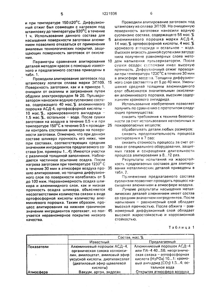 Состав для алитирования металлических деталей (патент 1221936)