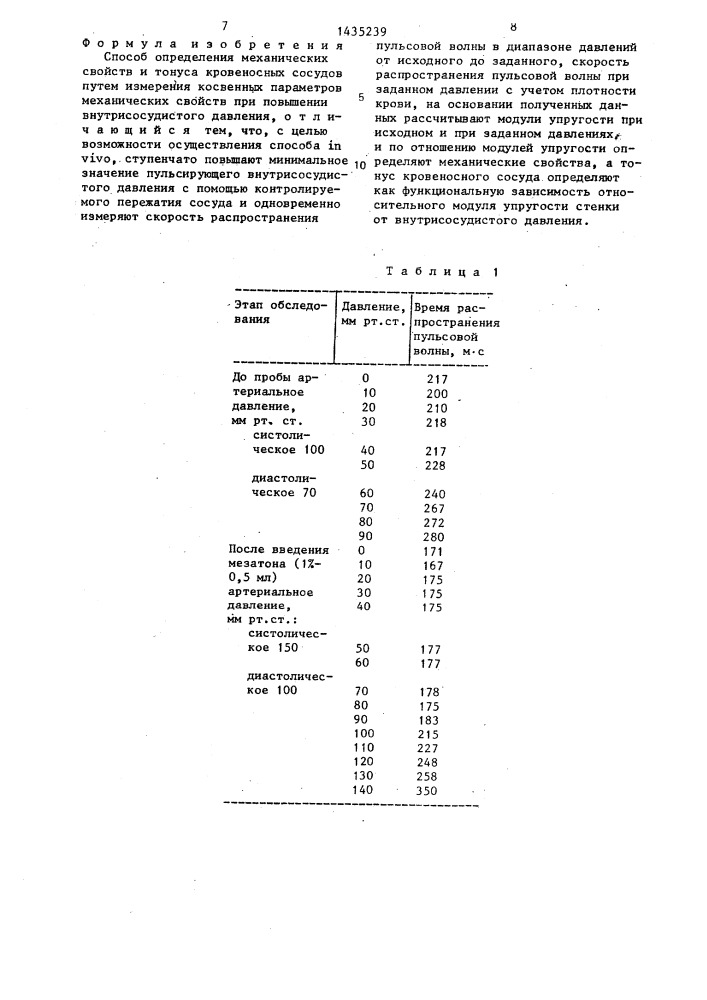 Способ определения механических свойств и тонуса кровеносных сосудов (патент 1435239)