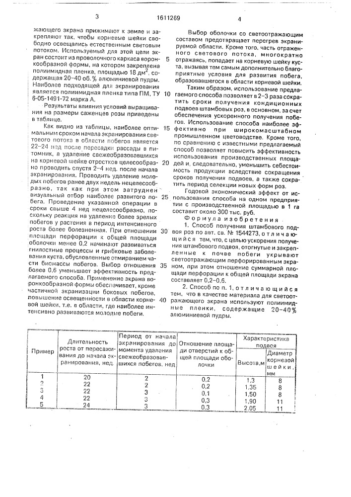 Способ получения штамбового подвоя роз (патент 1611269)