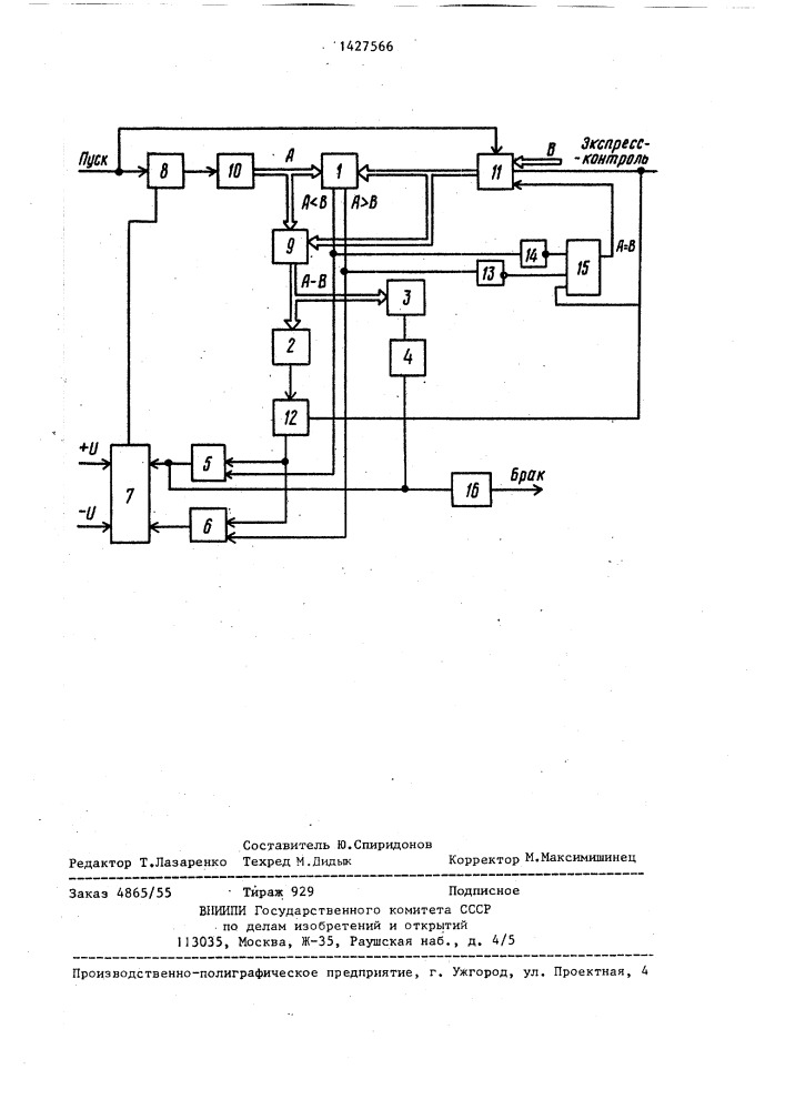 Устройство для контроля аналого-цифровых преобразователей (патент 1427566)