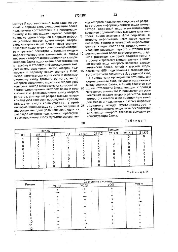 Двухканальная резервированная вычислительная система (патент 1734251)