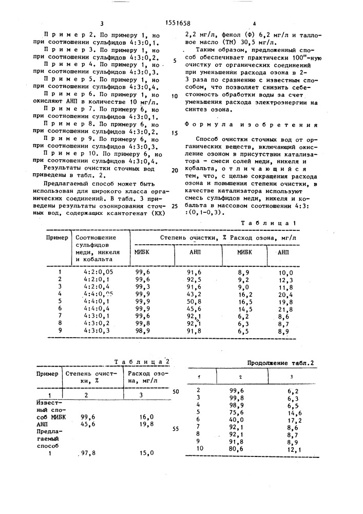 Способ очистки сточных вод от органических веществ (патент 1551658)