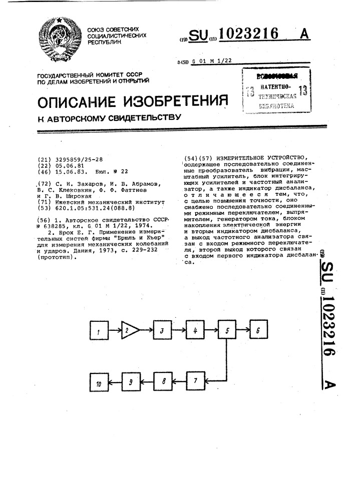 Измерительное устройство (патент 1023216)