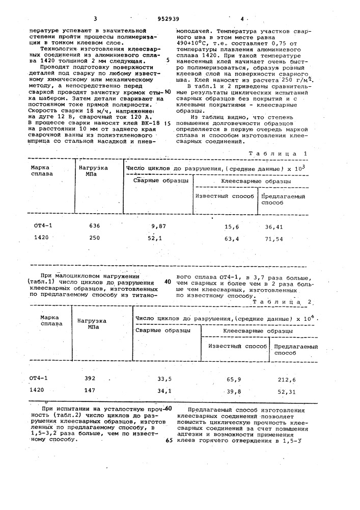 Способ изготовления клеесварных соединений металла (патент 952939)