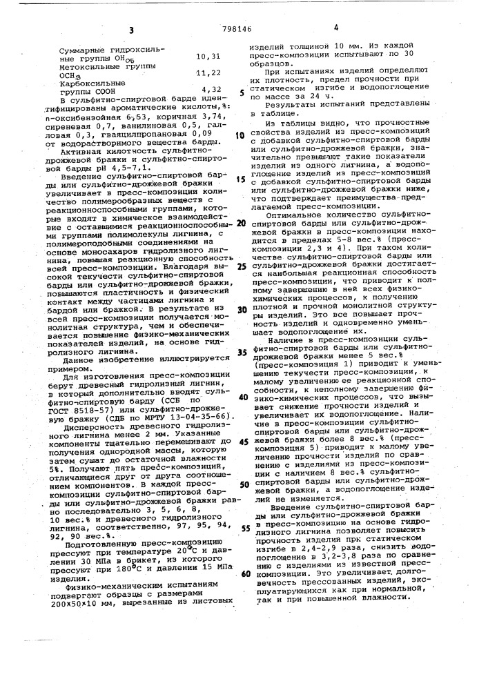 Пресскомпозиция на основе гидролизноголигнина (патент 798146)