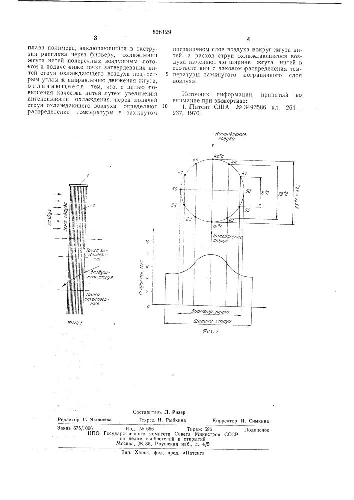 Способ формования жгута нитей из расплава полимера (патент 626129)