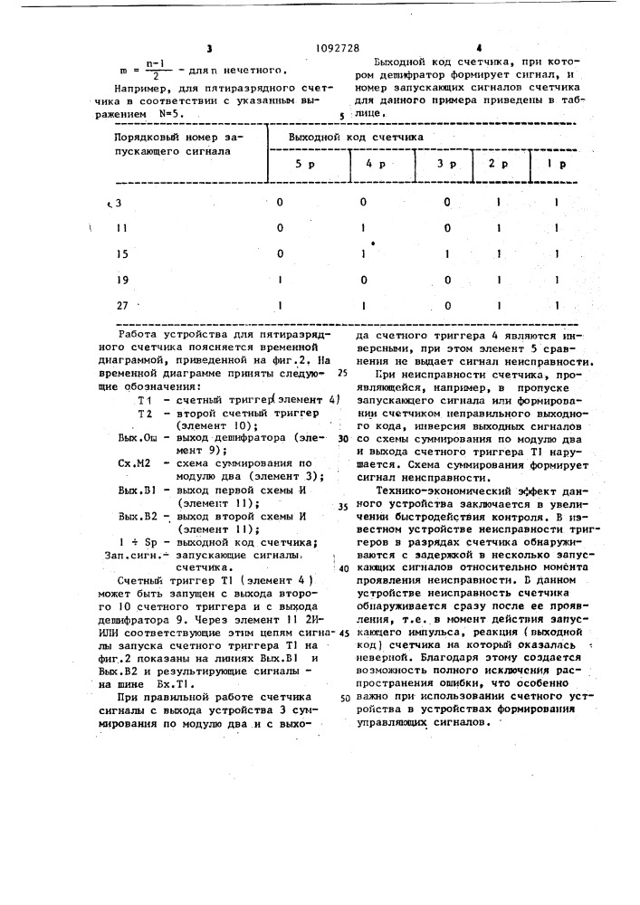 Счетное устройство с самоконтролем (патент 1092728)