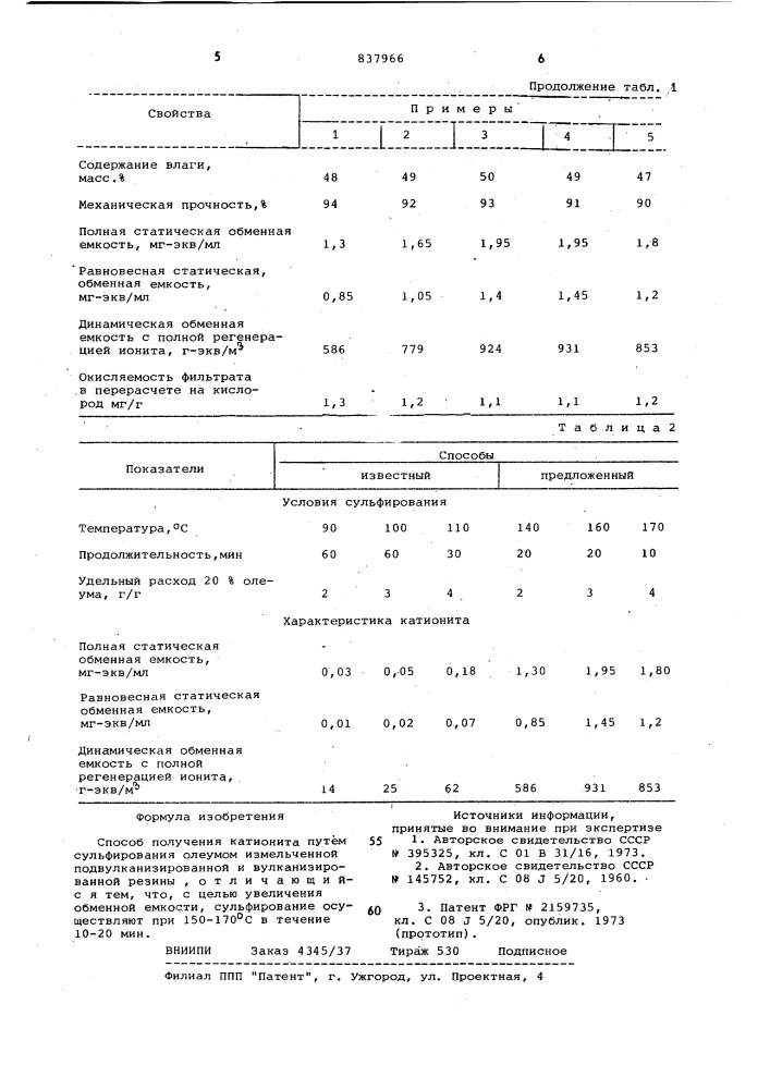 Способ получения катионита (патент 837966)