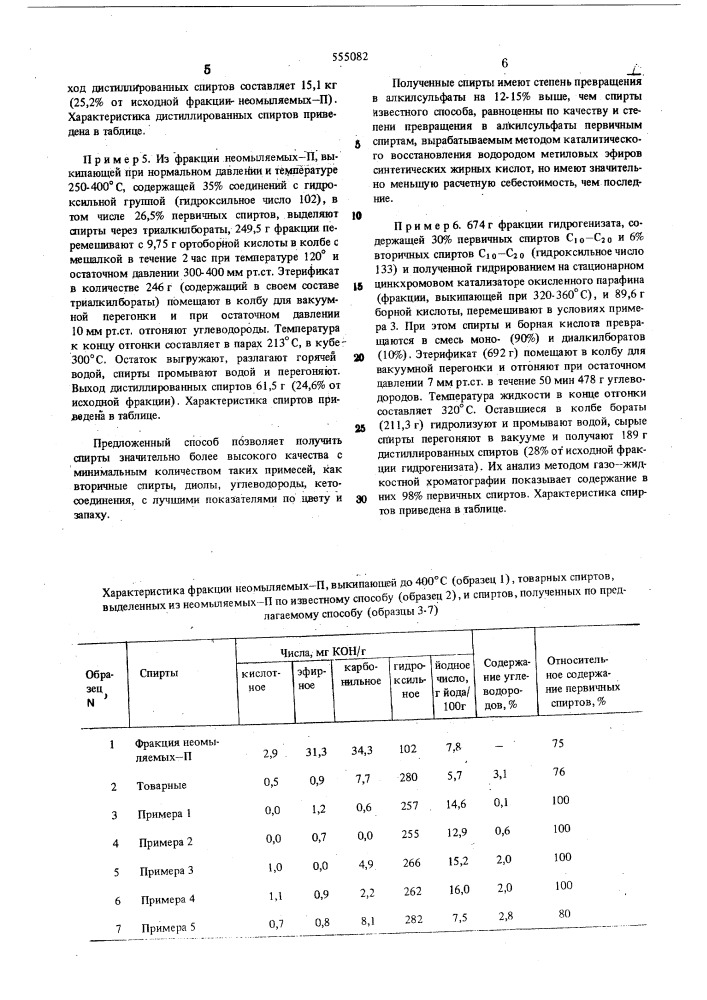 Способ выделения первичных спиртов (патент 555082)
