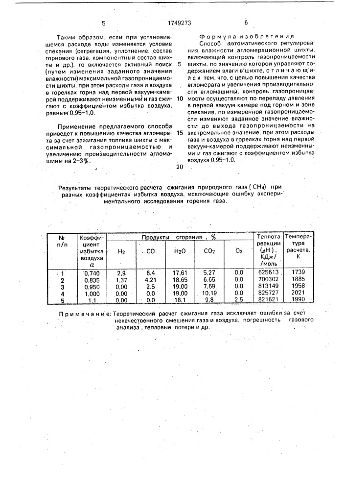 Способ автоматического регулирования влажности агломерационной шихты (патент 1749273)