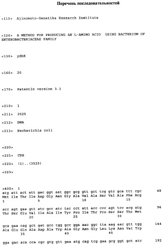 Способ получения l-аминокислоты с использованием бактерии, принадлежащей к роду escherichia (патент 2395579)