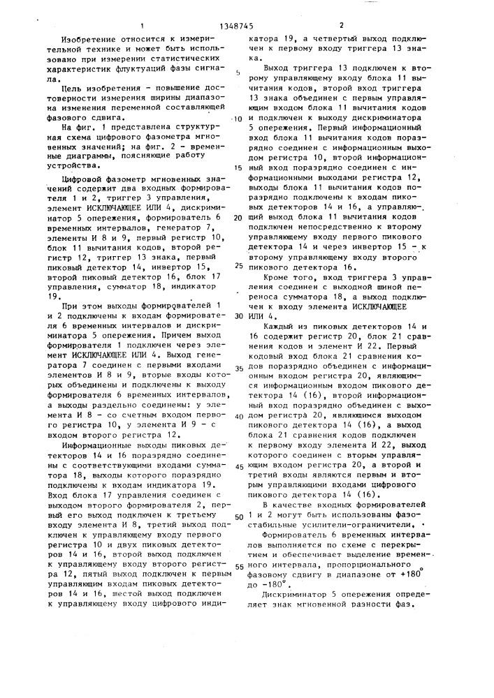 Цифровой фазометр мгновенных значений (патент 1348745)