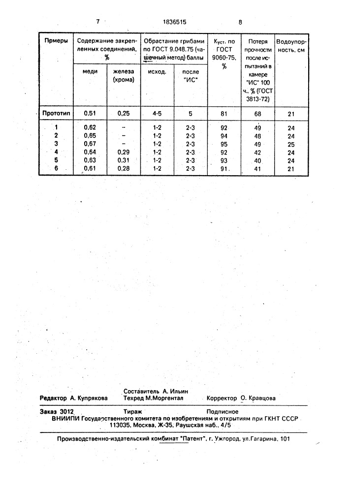 Способ свето-,биостойкой и водоупорной отделки тканей, содержащих льняное и/или хлопковое волокно (патент 1836515)