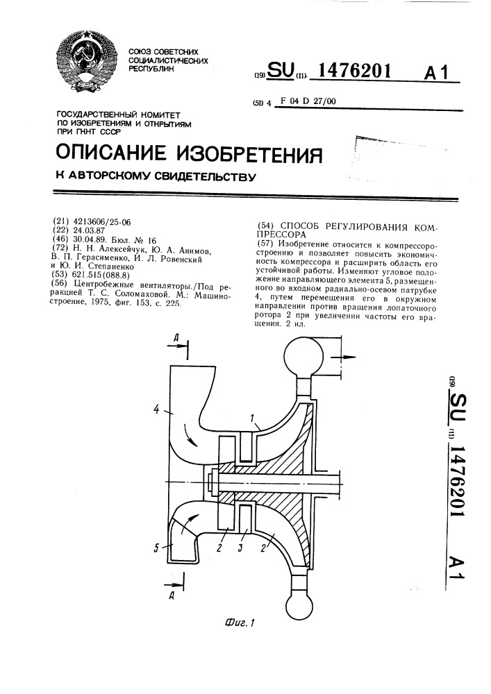 Способ регулирования компрессора (патент 1476201)