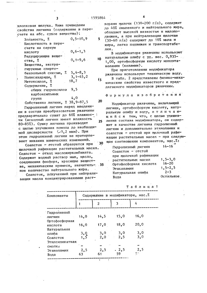 Модификатор ржавчины (патент 1595864)