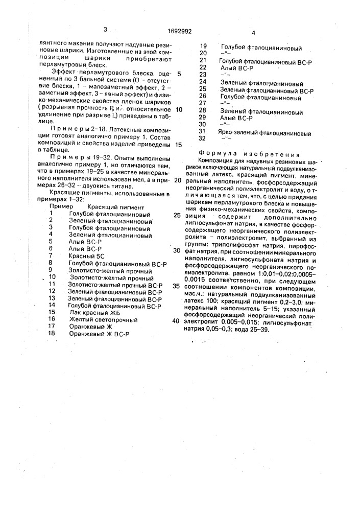 Композиция для надувных резиновых шариков (патент 1692992)