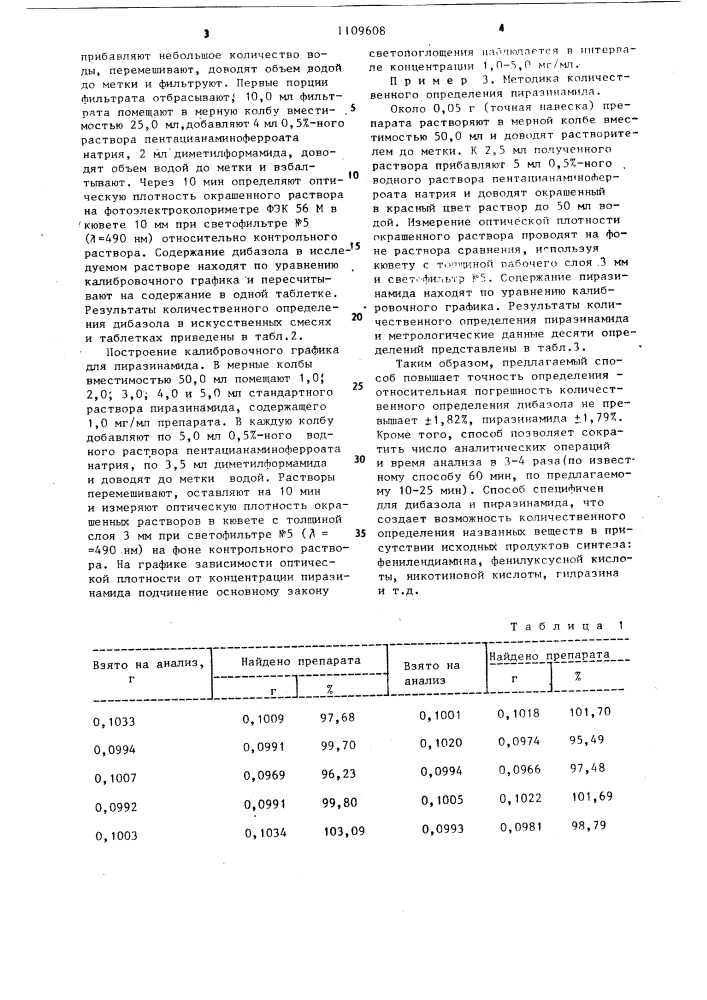 Способ количественного определения дибазола или пиразинамида (патент 1109608)