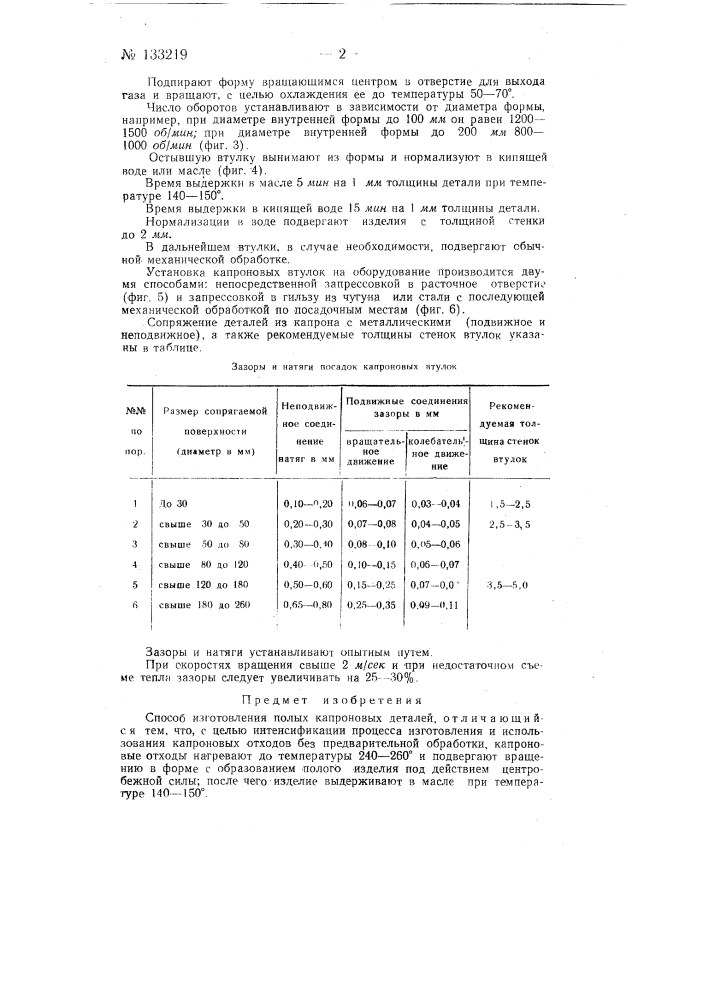 Способ изготовления полых капроновых деталей (патент 133219)