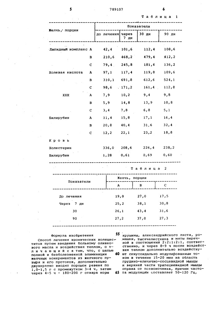 Способ лечения хронических холециститов (патент 789107)