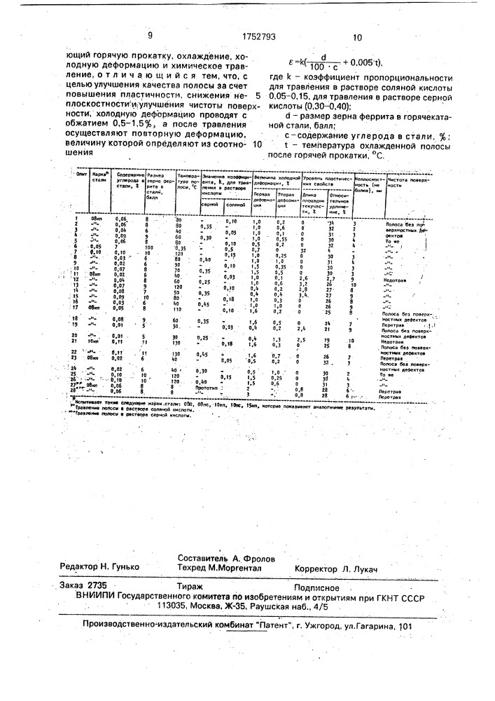 Способ производства горячекатаной полосы из малоуглеродистой стали (патент 1752793)